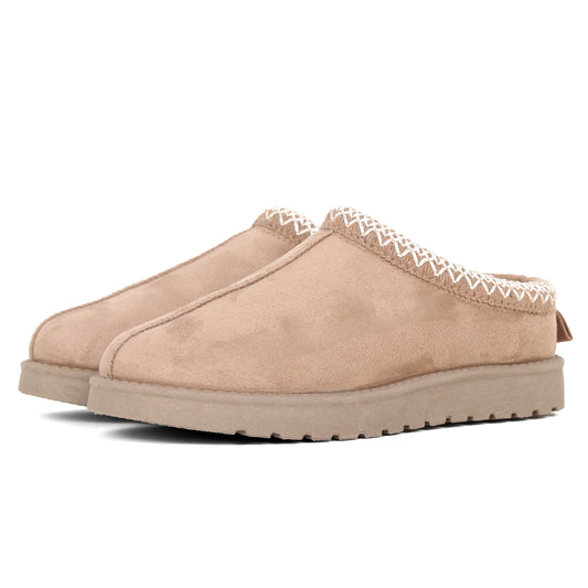Nexsus Plus Ladies Women Flatform Khaki Faux Suede And Fur Lined Flatform Indoor Outdoor Warm And Cosy Comfy Slippers Size UK 3-8