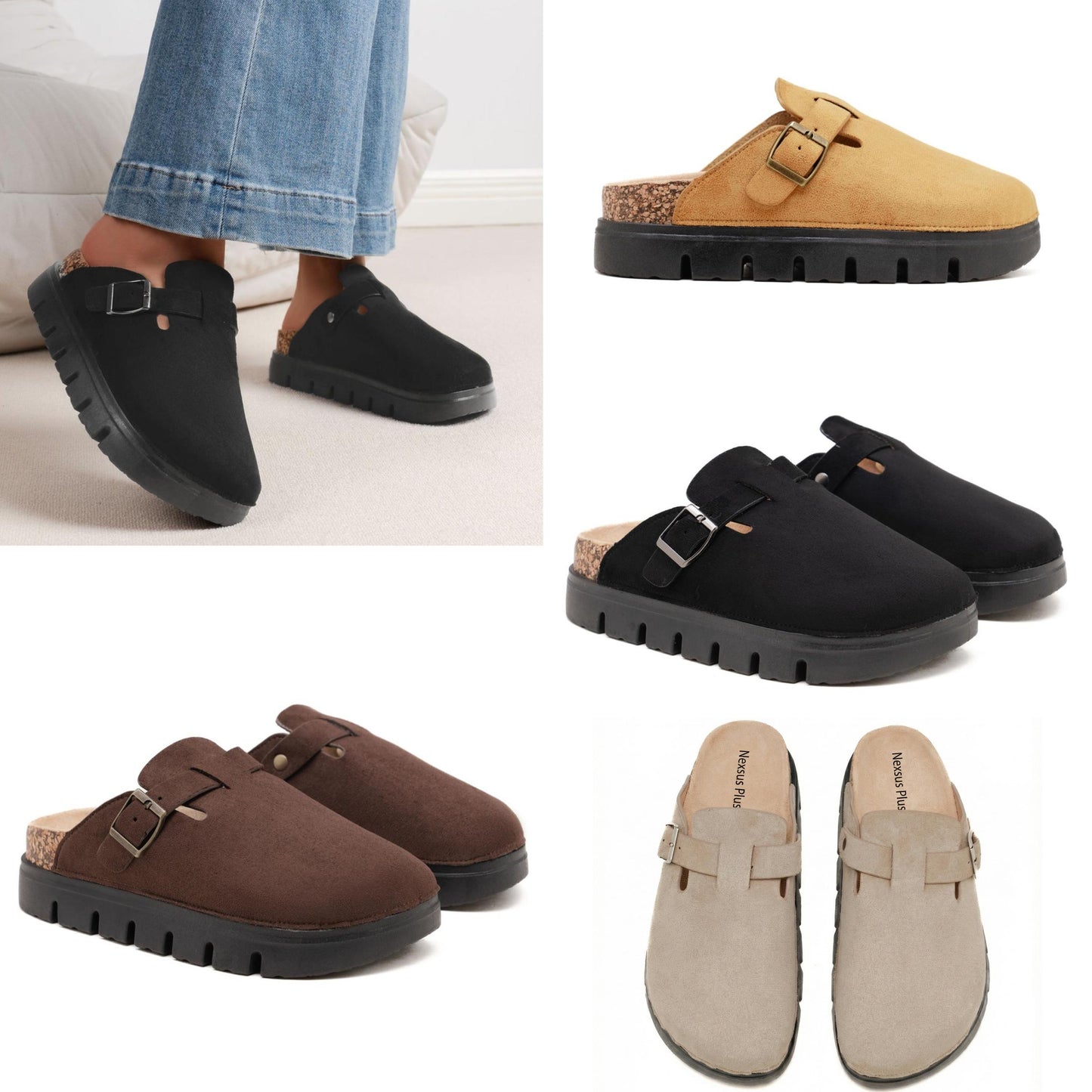 Nexsus Plus Soft Suede Slip-On Clog Slippers (UK 3–8)