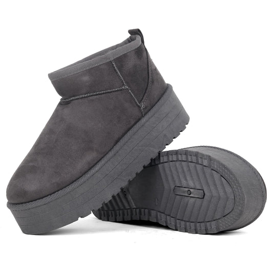 Nexsus Plus Faux Suede Fur-Lined Platform Ankle Boots (UK 3–8)