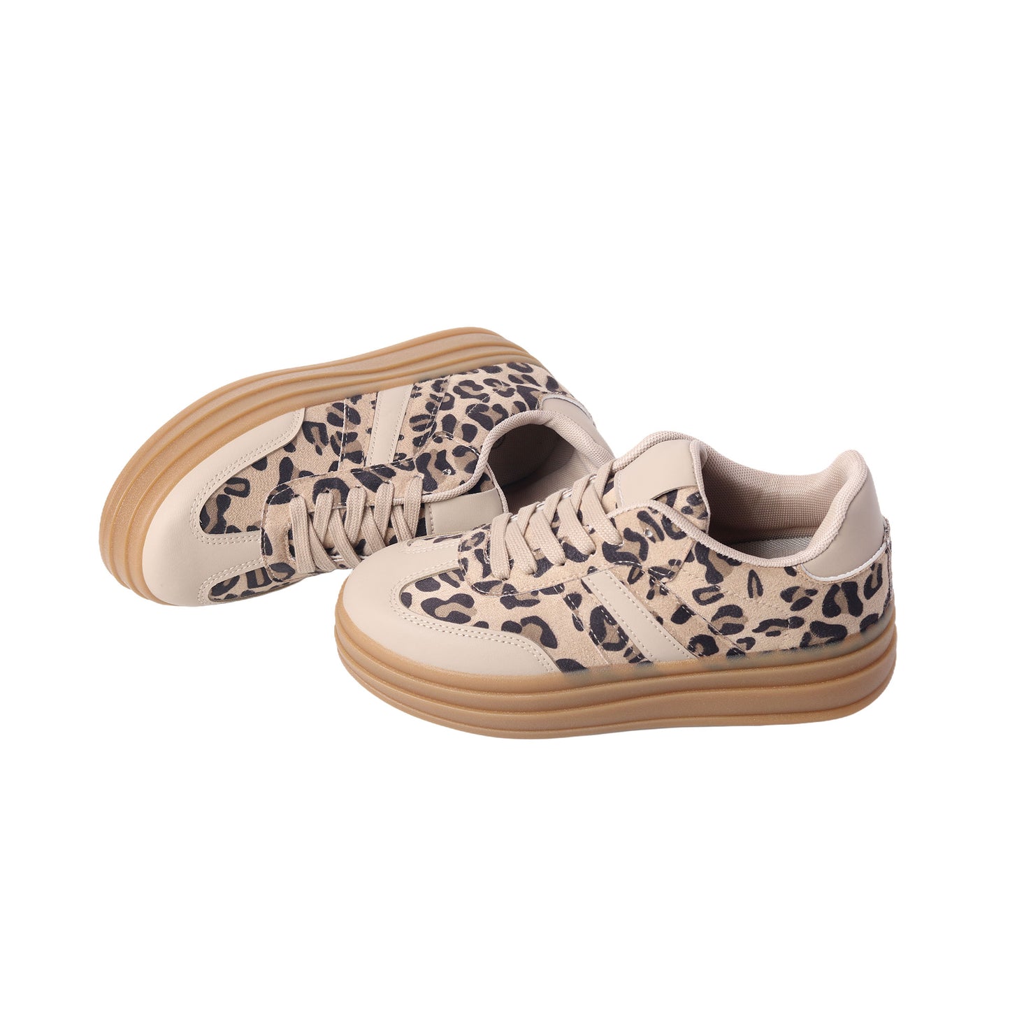 Nexsus Plus Ladies Women Leopard Faux Suede Lace U Chunky Platform Trainers Size UK 3-8