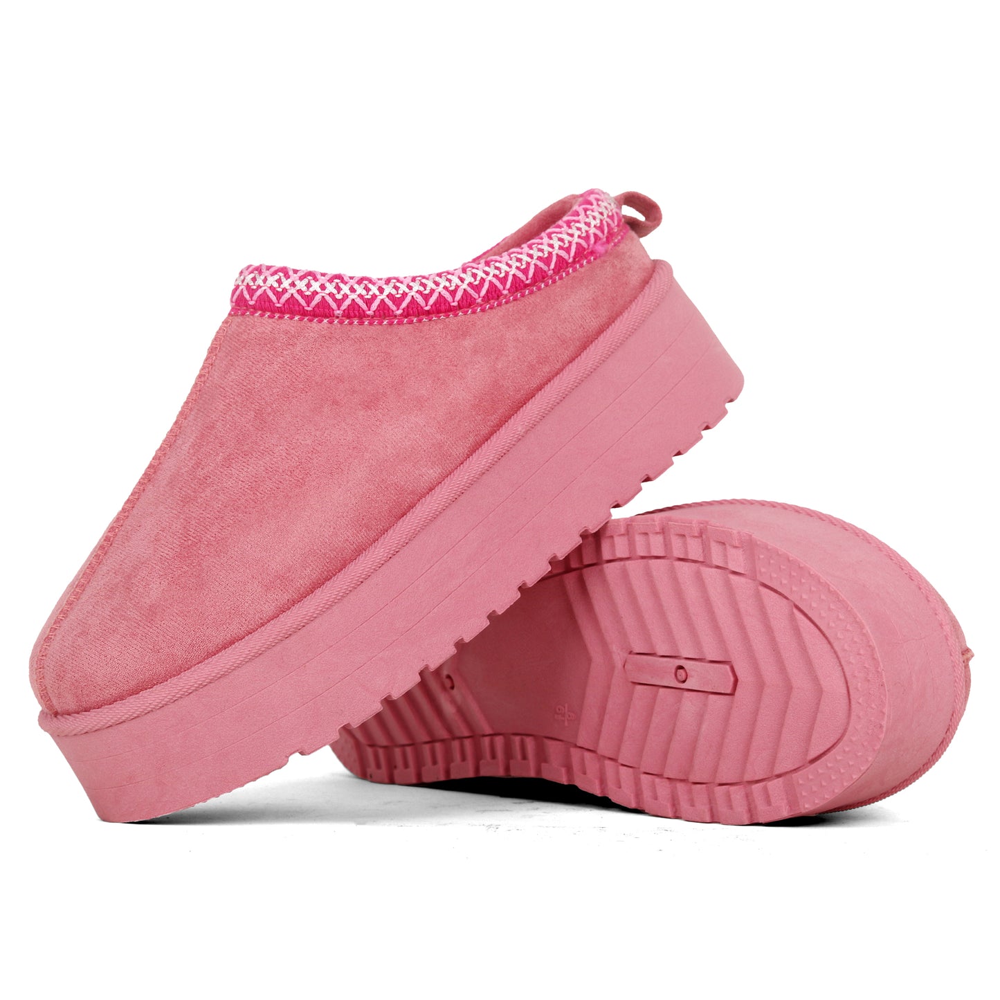 Nexsus Plus Ladies Women Pink High Sole Faux Suede And Fur Lined Platform Warm And Cosy Indoor Outdoor Hard Sole Slipers Size UK 3-8