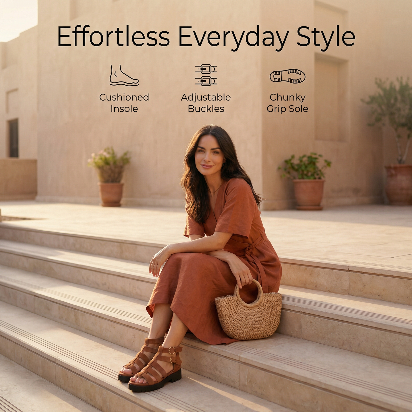 Nexsus Plus Women’s Chunky Slip-On Buckle Sandals (UK 3–8)