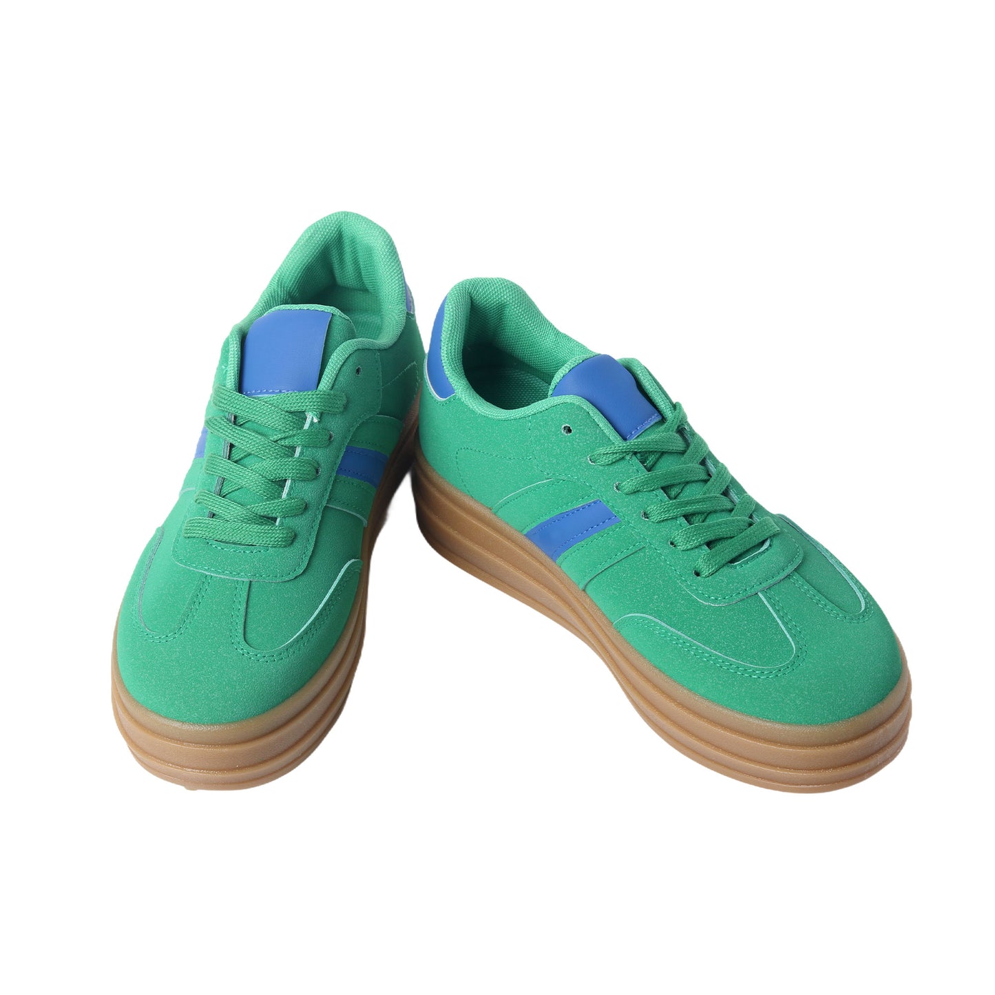 Nexsus Plus Ladies Women Green Faux Suede Lace Up Chunky Platform Trainers Size UK 3-8