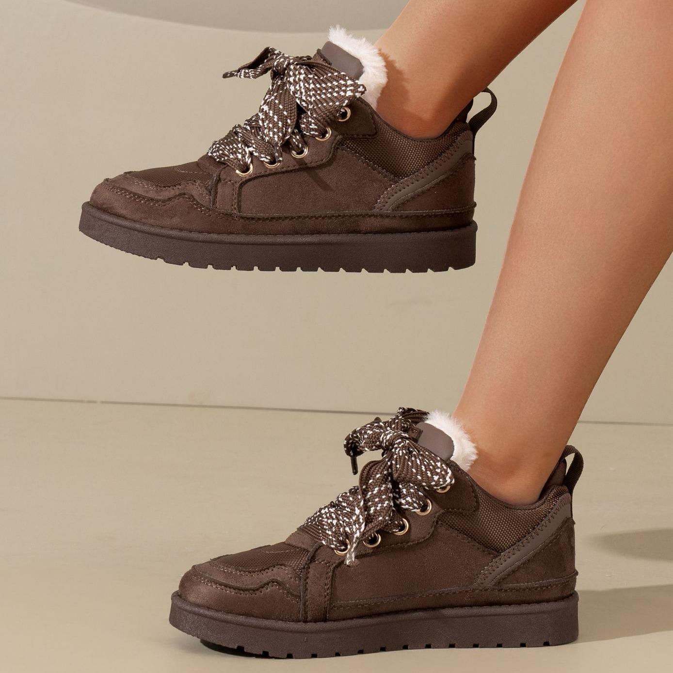 Nexsus Plus Faux Suede Fur-Lined Lace-Up Winter Boots (UK 3–8)