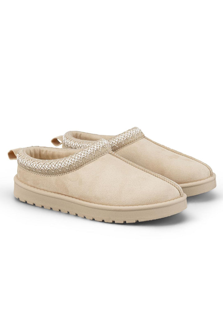 Nexsus Plus Women’s Faux Suede Fur-Lined Mule Slippers – Warm Flat Slip-On Winter Shoes UK 3–8