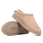 Nexsus Plus Women’s Faux Suede Fur-Lined Mule Slippers – Warm Flat Slip-On Winter Shoes UK 3–8