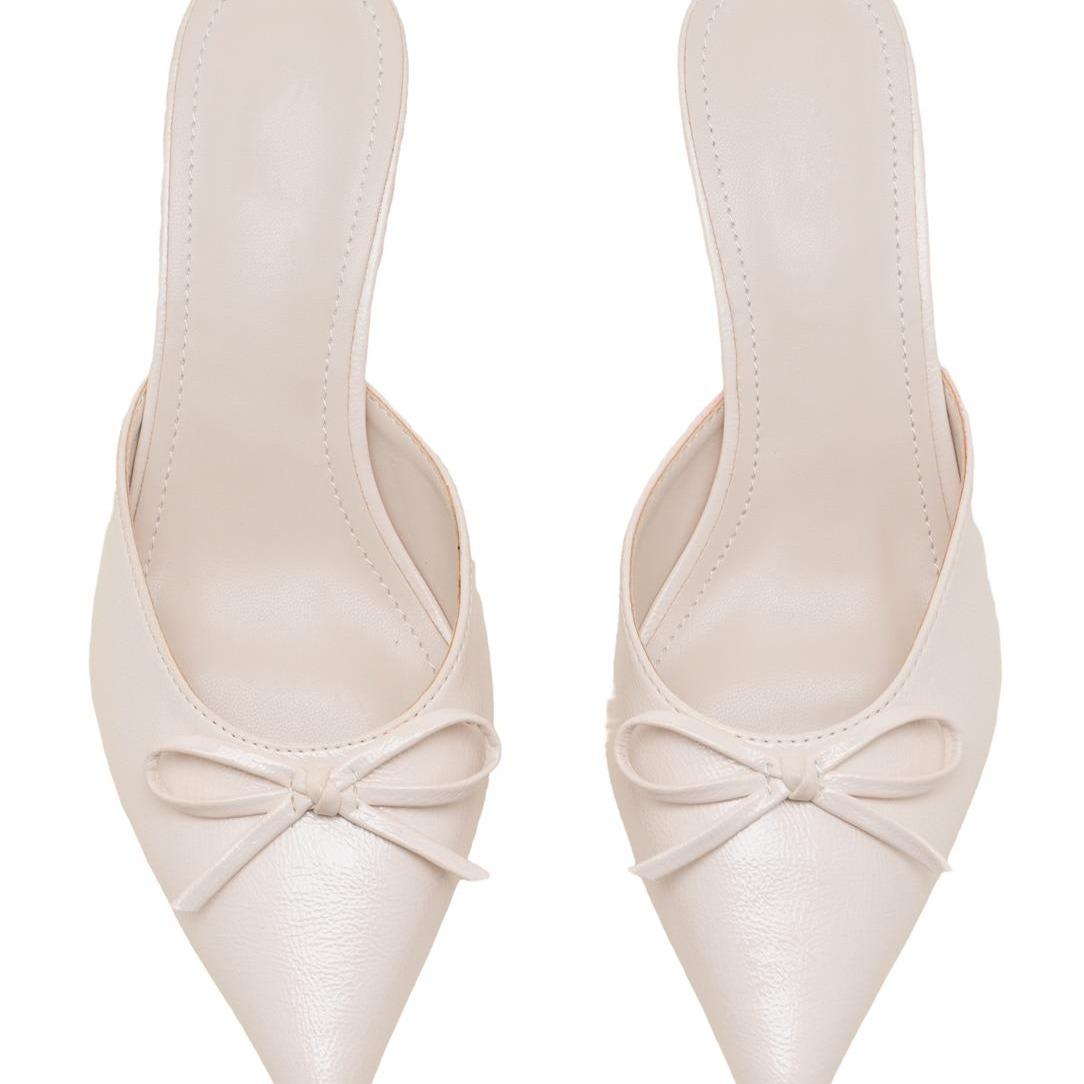 Nexsus Plus Pointed-Toe Bow Kitten Heel Mules