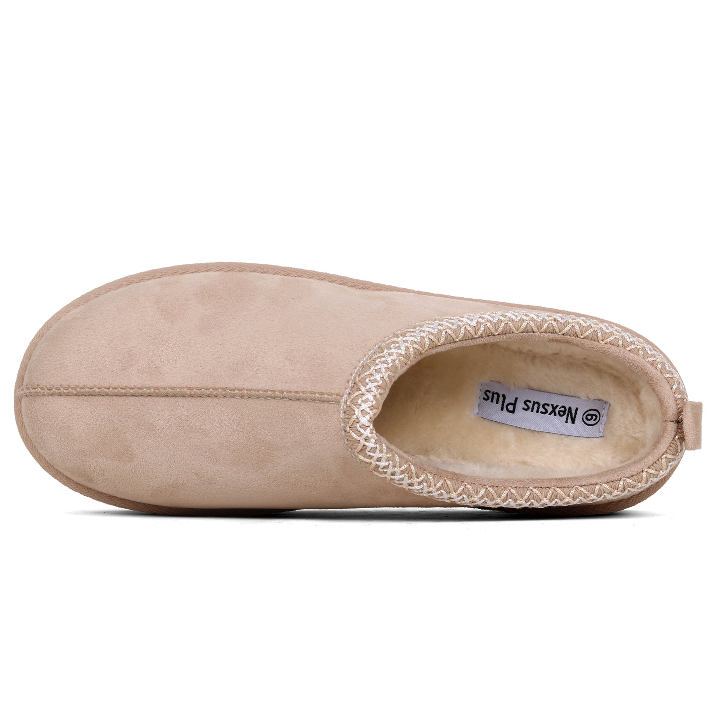Nexsus Plus Ladies Women Beige High Sole Faux Suede And Fur Lined Platform Warm And Cosy Indoor Outdoor Hard Sole Slipers Size UK 3-8