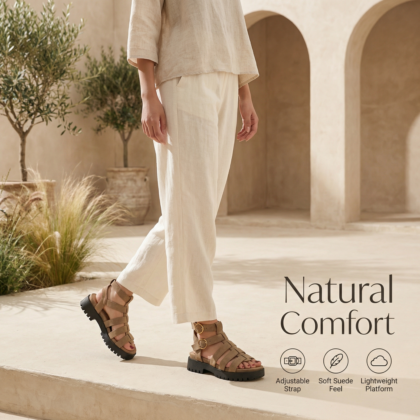 Nexsus Plus Women’s Chunky Slip-On Buckle Sandals (UK 3–8)