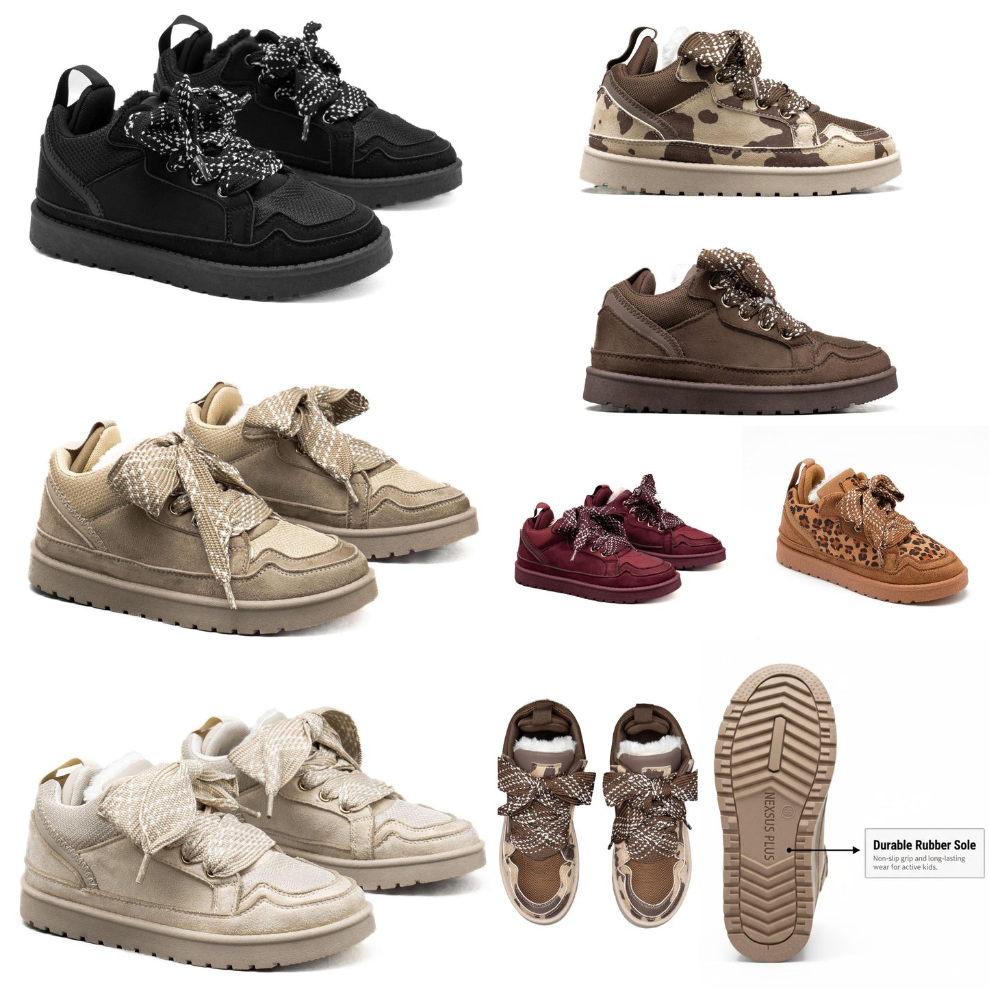 Nexsus Plus Faux Suede Fur-Lined Lace-Up Winter Boots (UK 3–8)