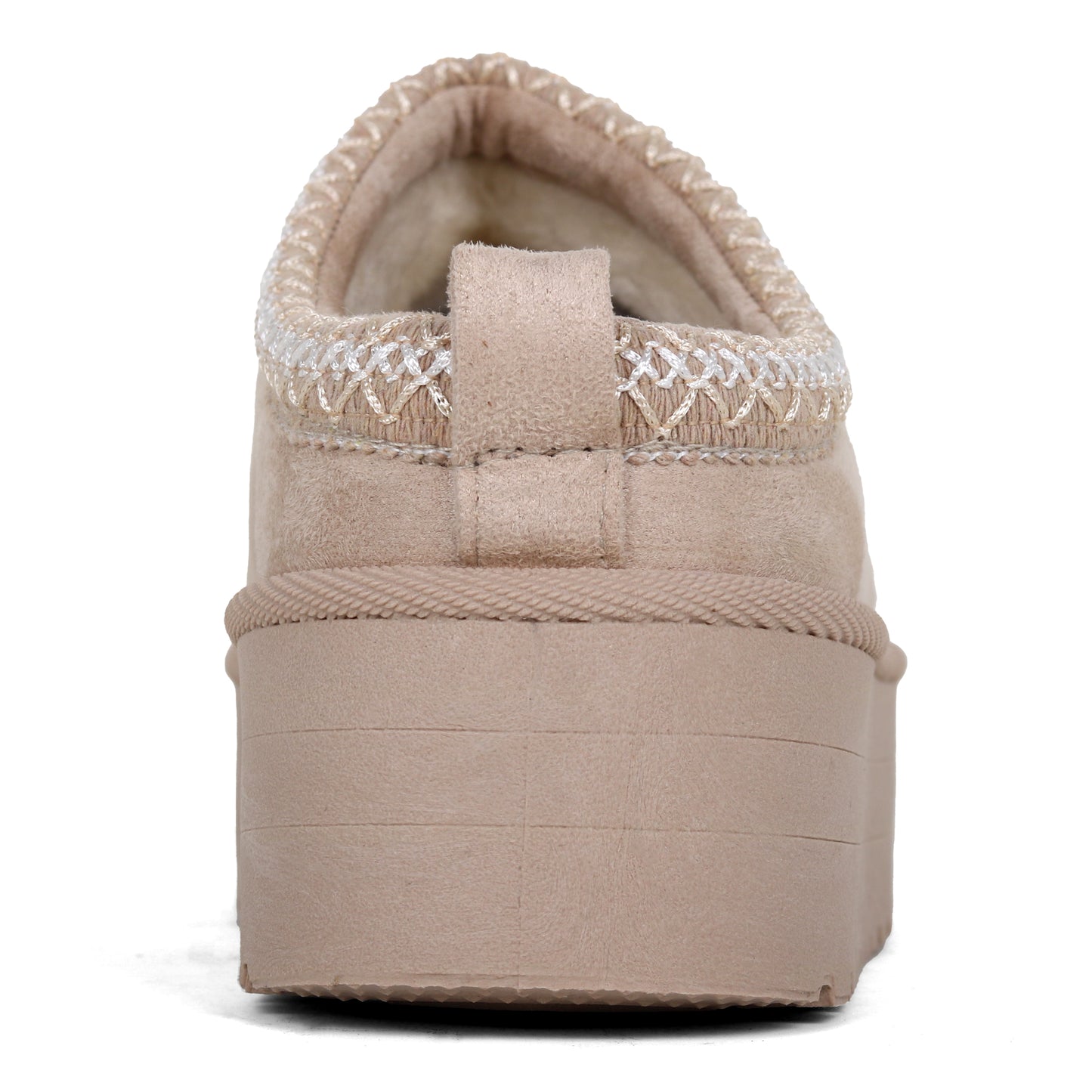 Nexsus Plus Ladies Women Beige High Sole Faux Suede And Fur Lined Platform Warm And Cosy Indoor Outdoor Hard Sole Slipers Size UK 3-8
