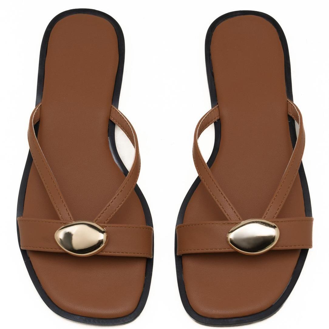 Nexsus Plus Minimal Gold Accent Slide Sandals (UK 3–8)