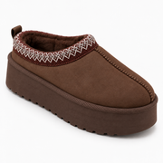 Nexsus Plus Women’s Faux Suede Fur-Lined Platform Slippers – High Sole Slip-On Winter Shoes UK 3–8
