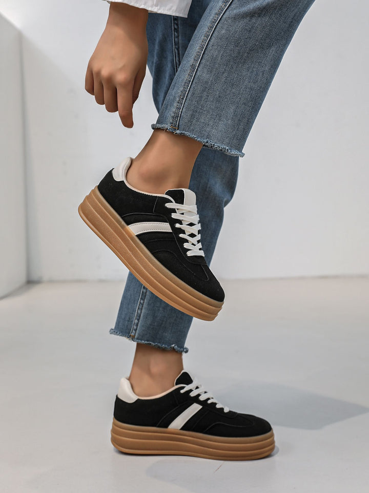 Nexsus Plus Women’s Faux Suede Chunky Platform Trainers – Lace-Up Casual Sneakers UK 3–8