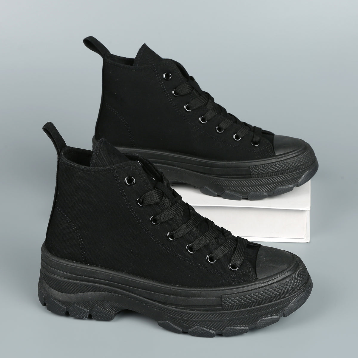 Nexsus Plus Women’s Chunky Platform High-Top Trainers – Lace-Up Casual Sneakers UK 3–8 in All Black - View 8 of 10