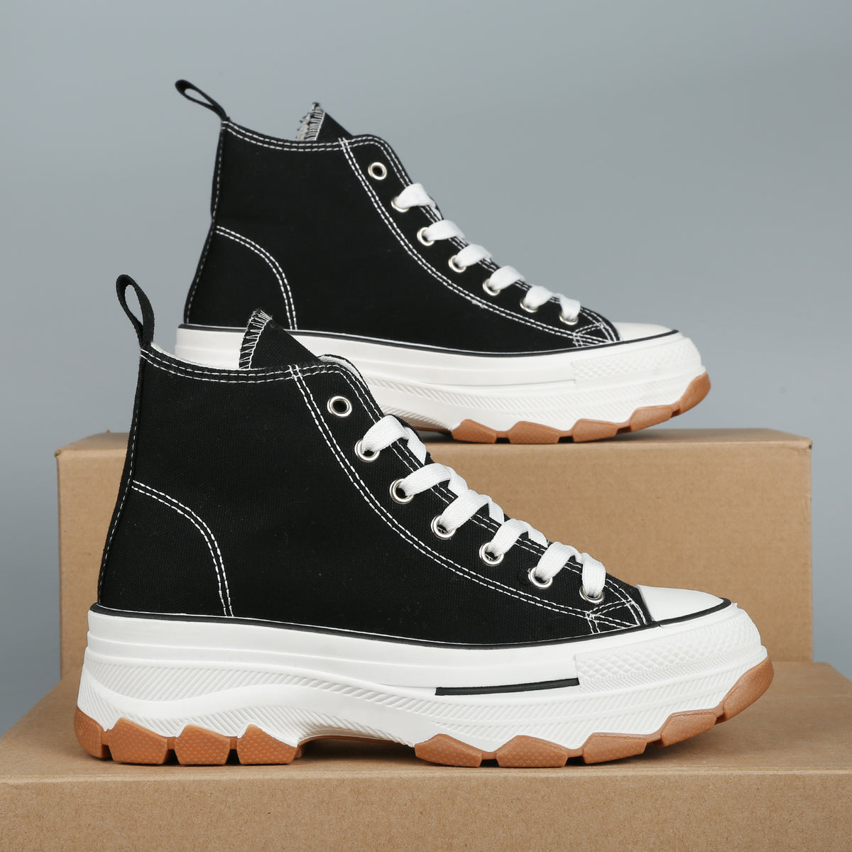 Nexsus Plus Women’s Chunky Platform High-Top Trainers – Lace-Up Casual Sneakers UK 3–8 in Black - View 9 of 10