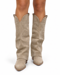 Nexsus Plus Women’s Knee-High Western Cowboy Boots – Faux Suede Zip-Up Boots UK 3–8
