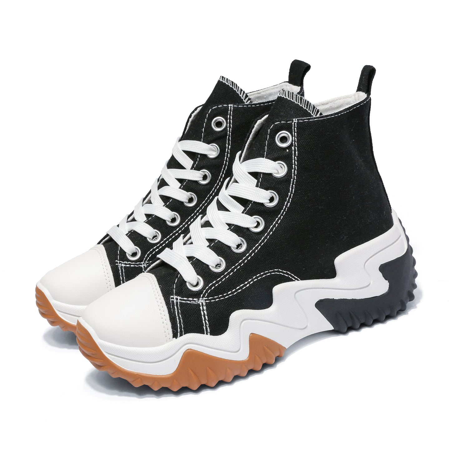 Nexsus Plus Ladies Black High Top Chunky Sole Trainers Size UK 3-8