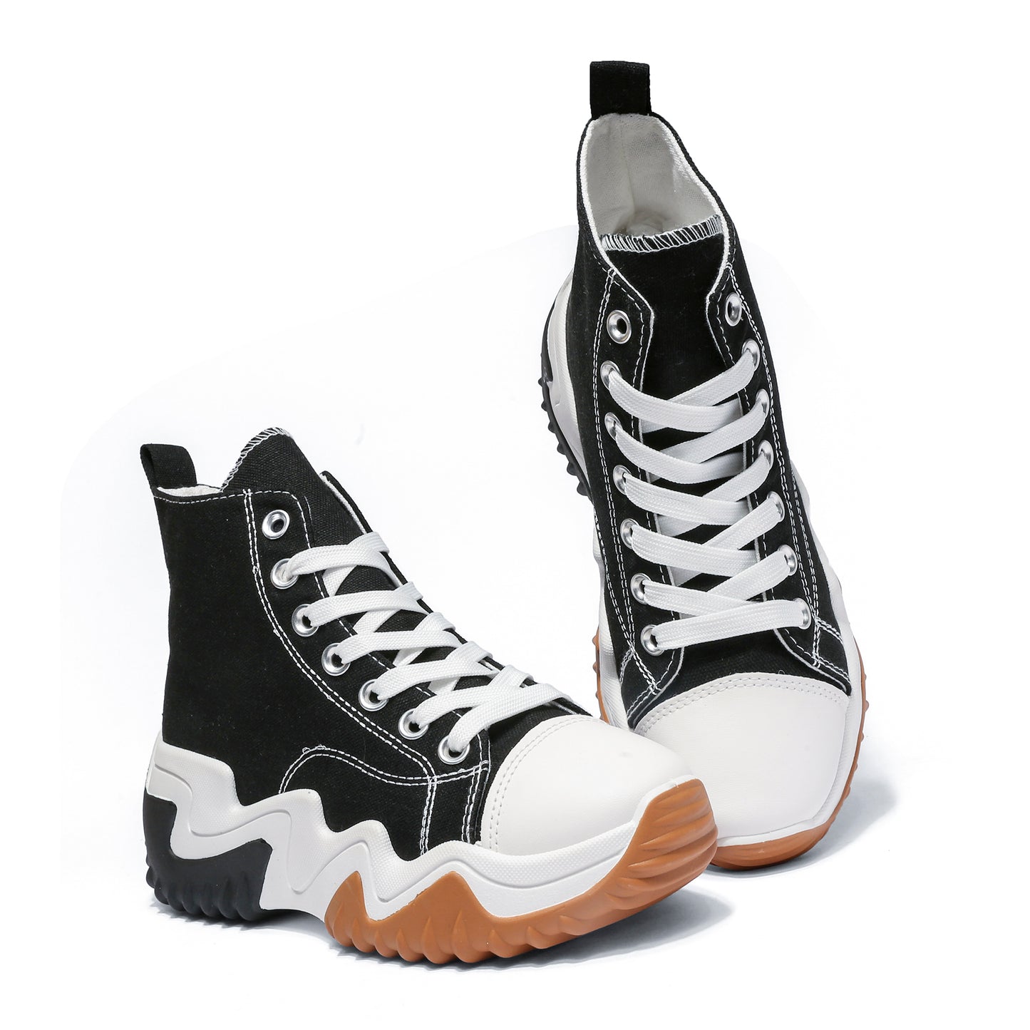 Nexsus Plus Ladies Black High Top Chunky Sole Trainers Size UK 3-8