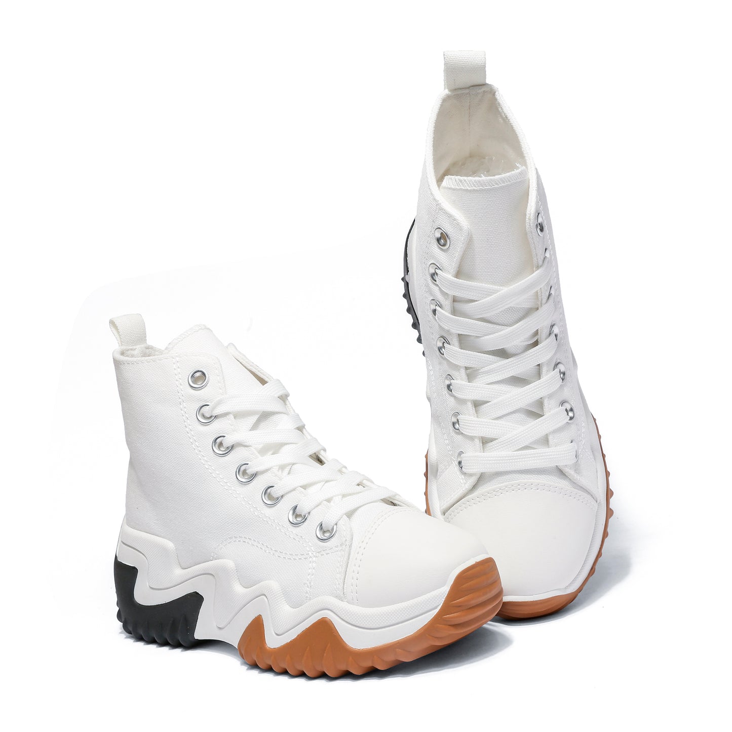 Nexsus Plus Ladies White Chunky Sole High Top Trainers Size UK 3-8