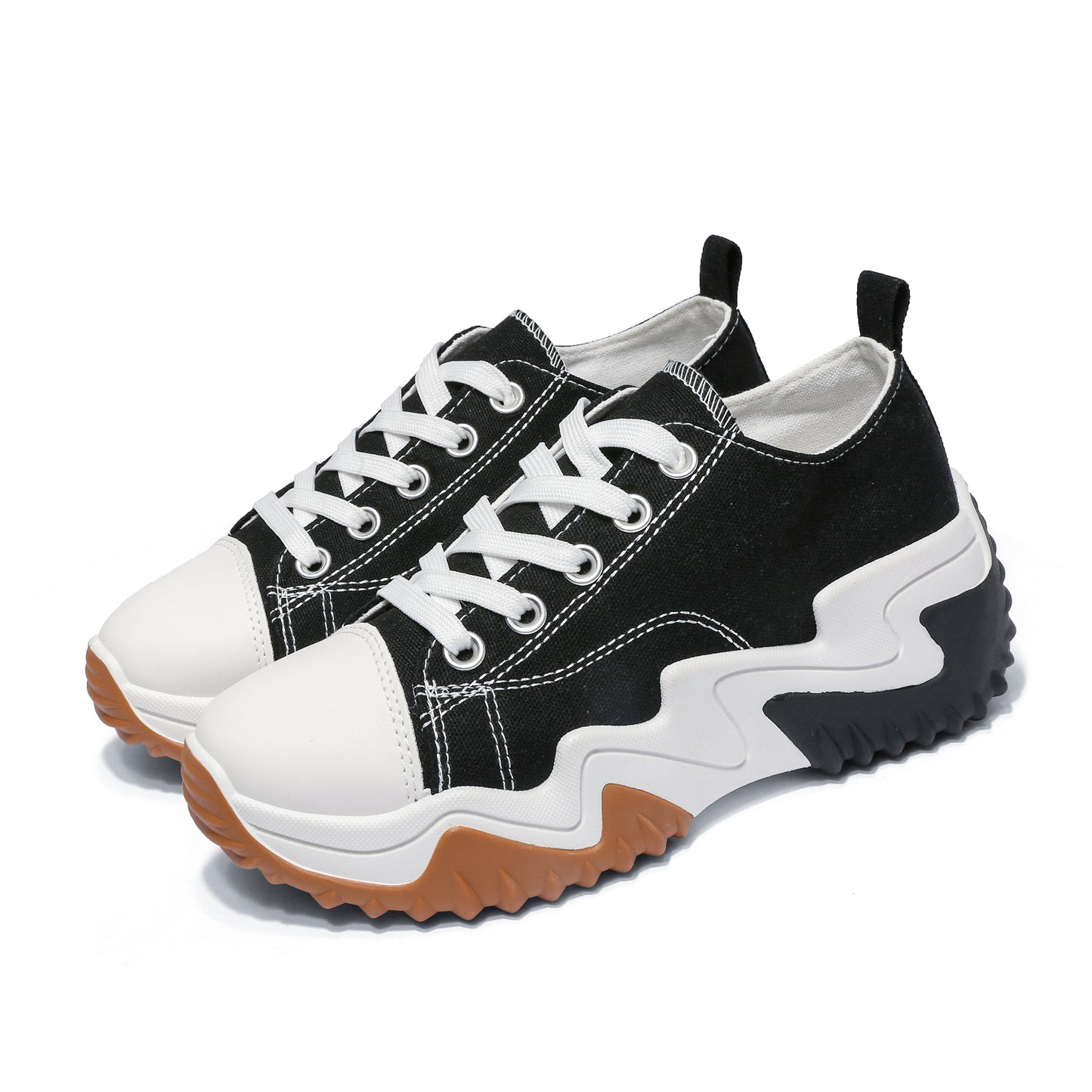 Nexsus Plus Ladies Black Low-Top Canvas Trainers Size Uk 3-8