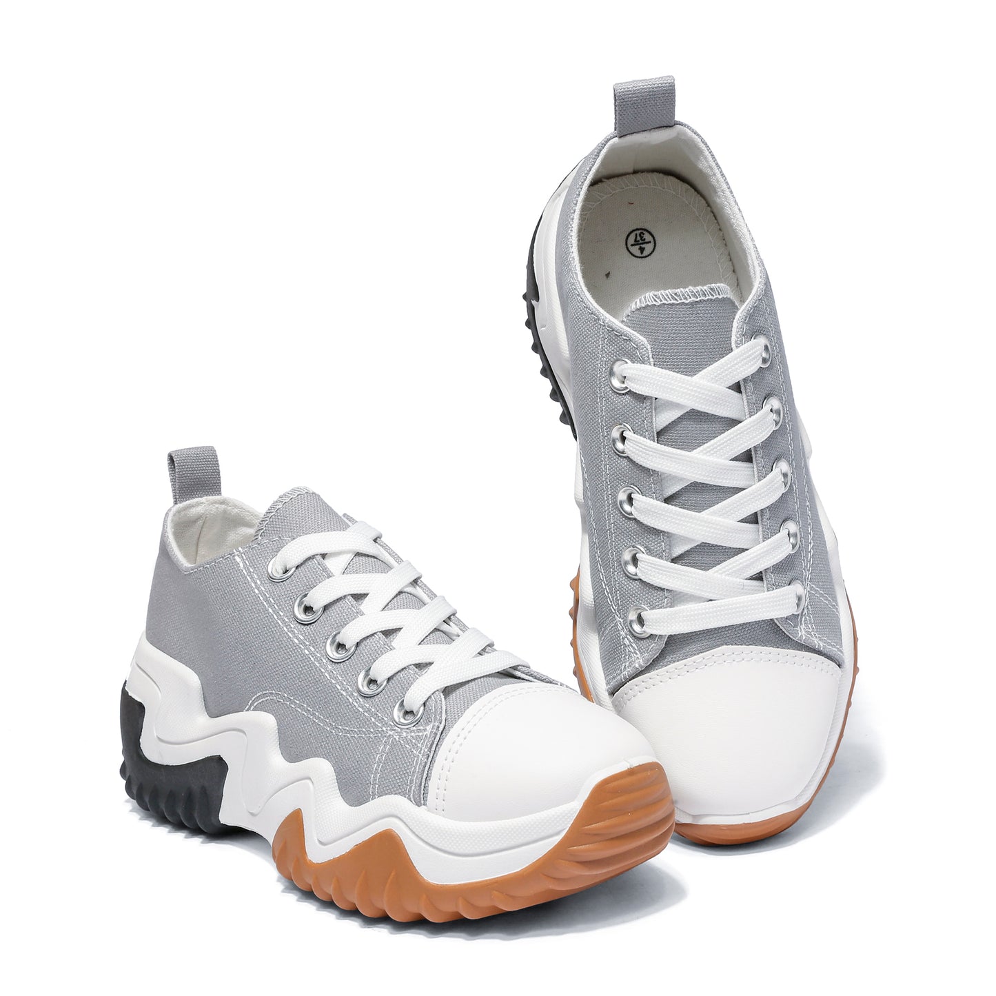 Nexsus Plus Ladies L.Grey Low-Top Canvas Trainers Size Uk 3-8