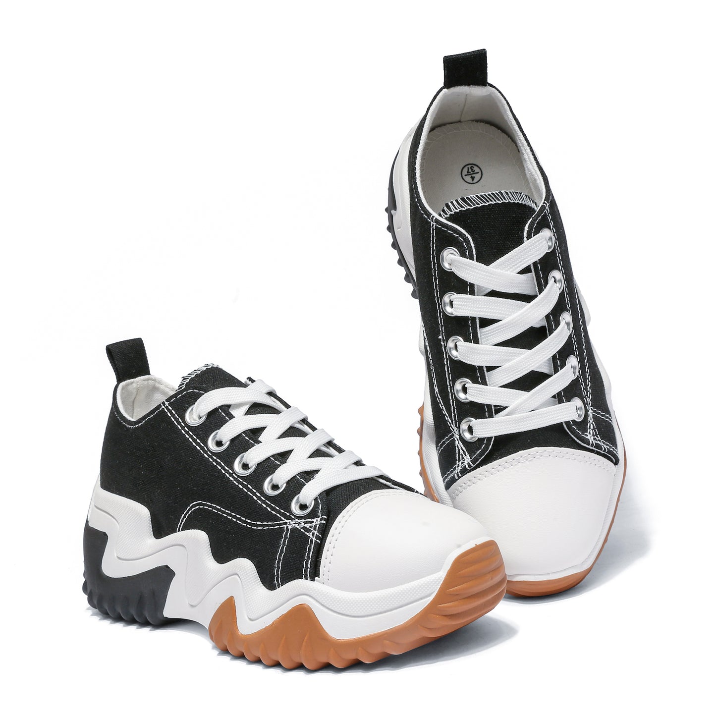 Nexsus Plus Ladies Black Low-Top Canvas Trainers Size Uk 3-8