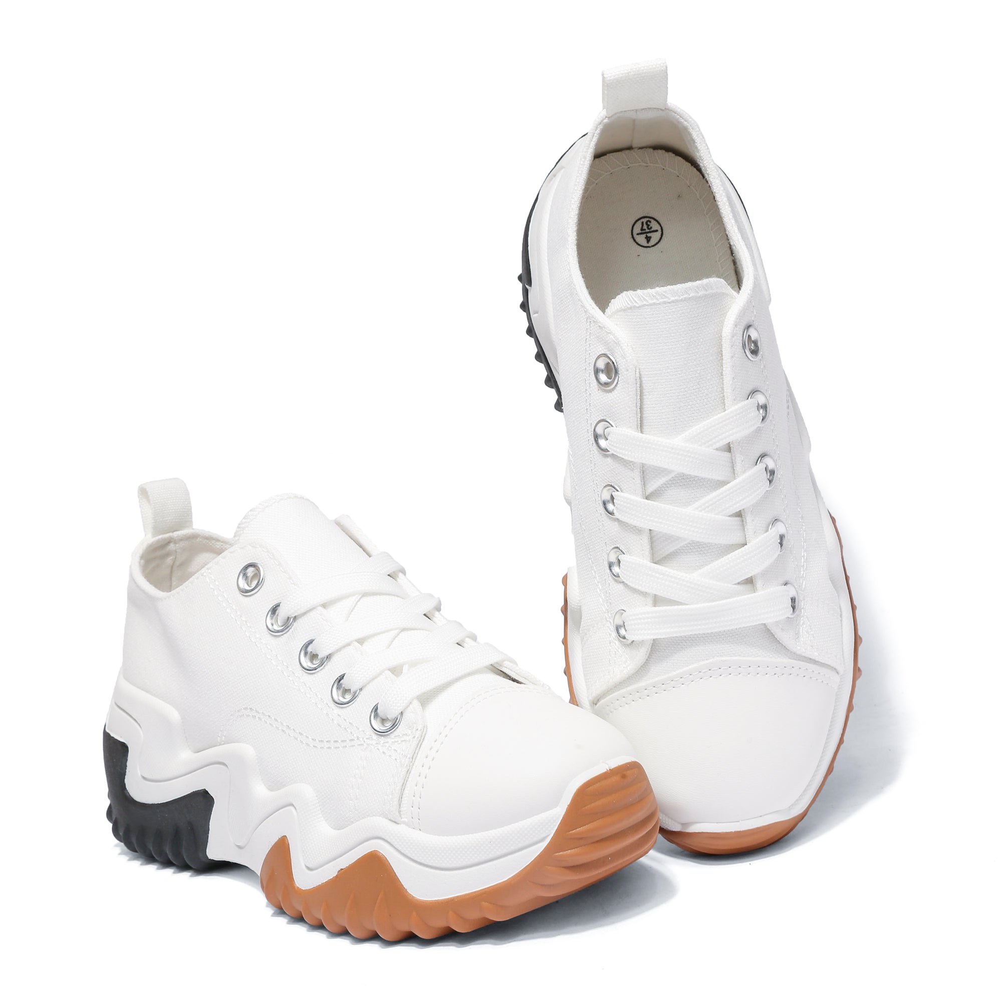 Nexsus Plus Ladies White Low Top Canvas Trainers Size Uk 3 8