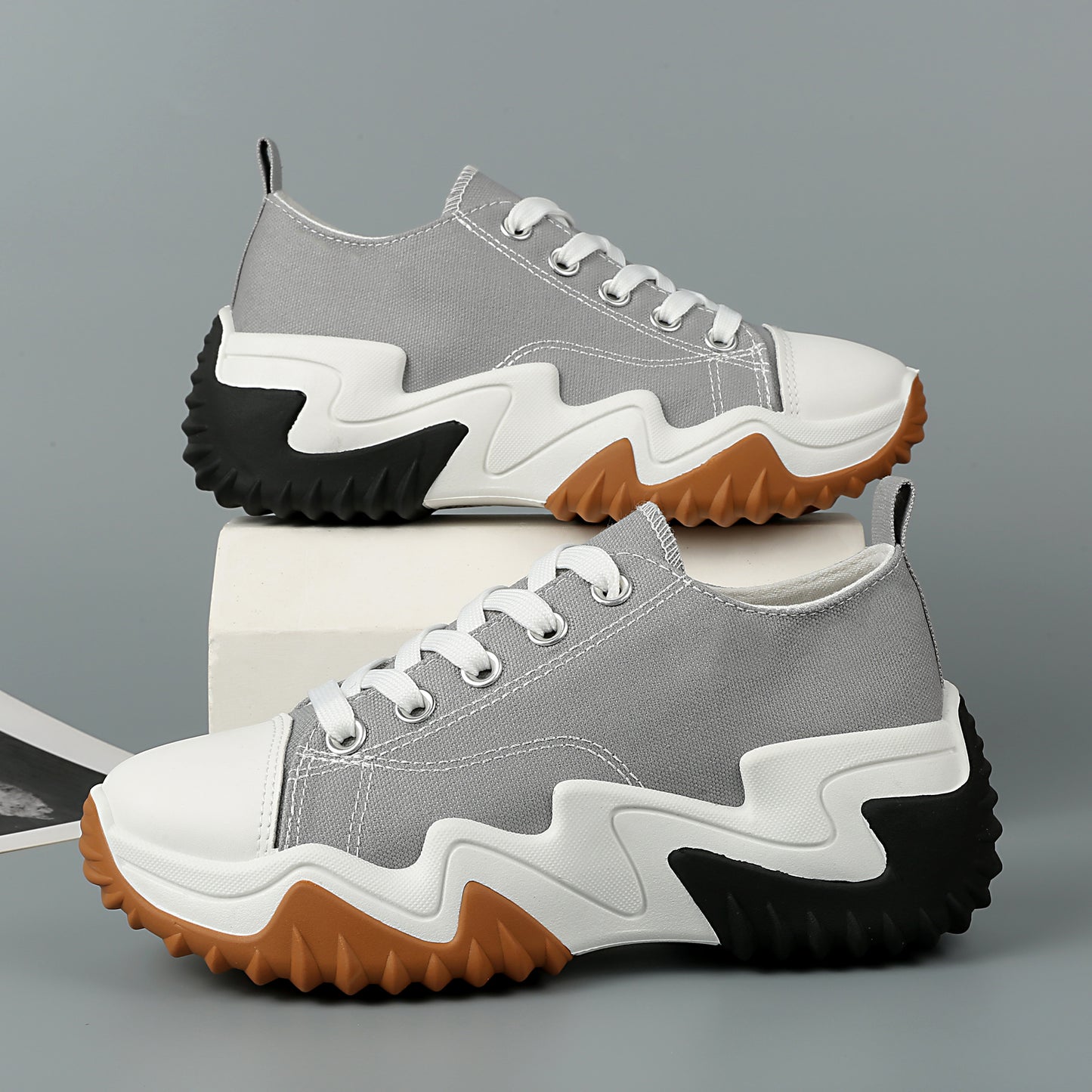 Nexsus Plus Ladies L.Grey Low-Top Canvas Trainers Size Uk 3-8