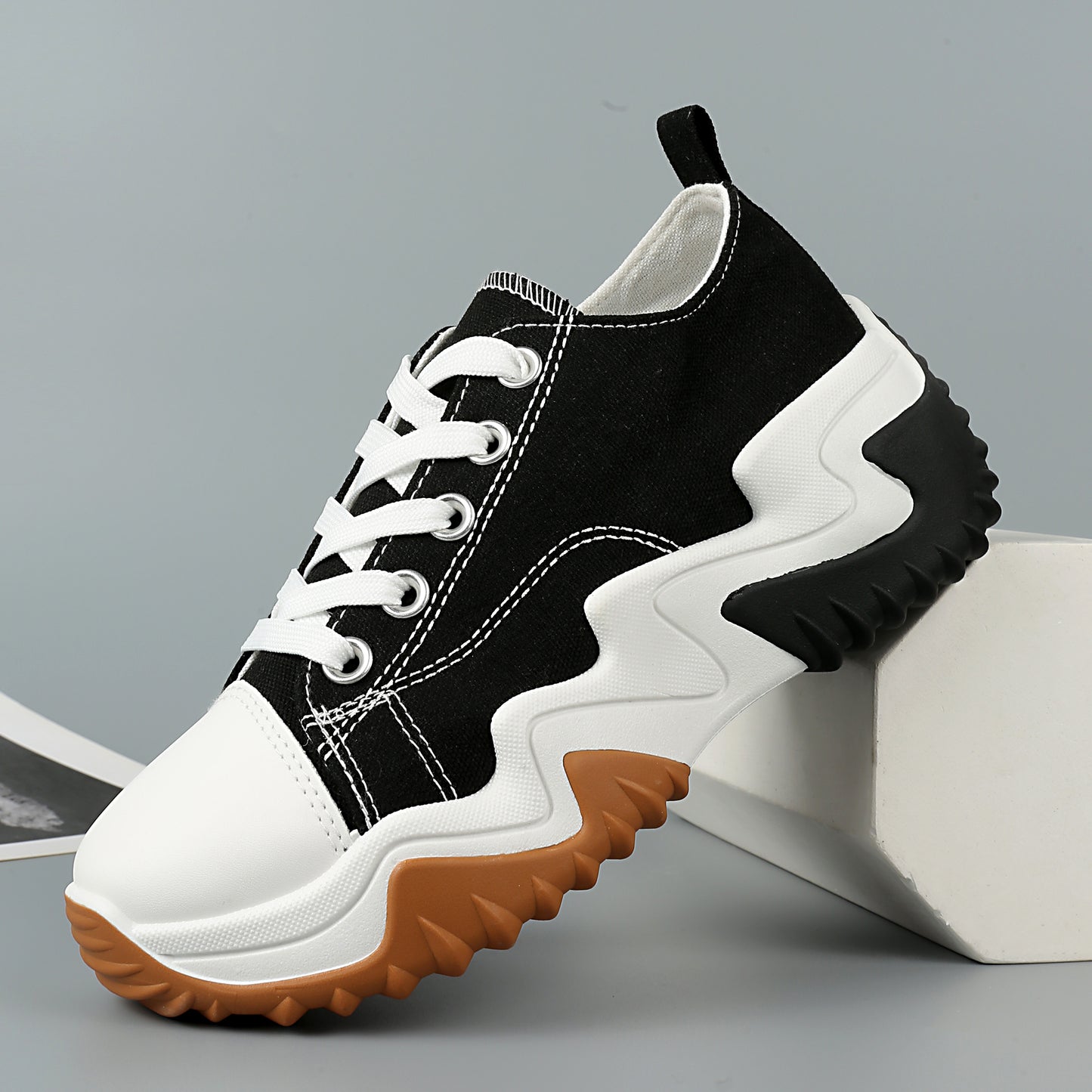 Nexsus Plus Ladies Black Low-Top Canvas Trainers Size Uk 3-8