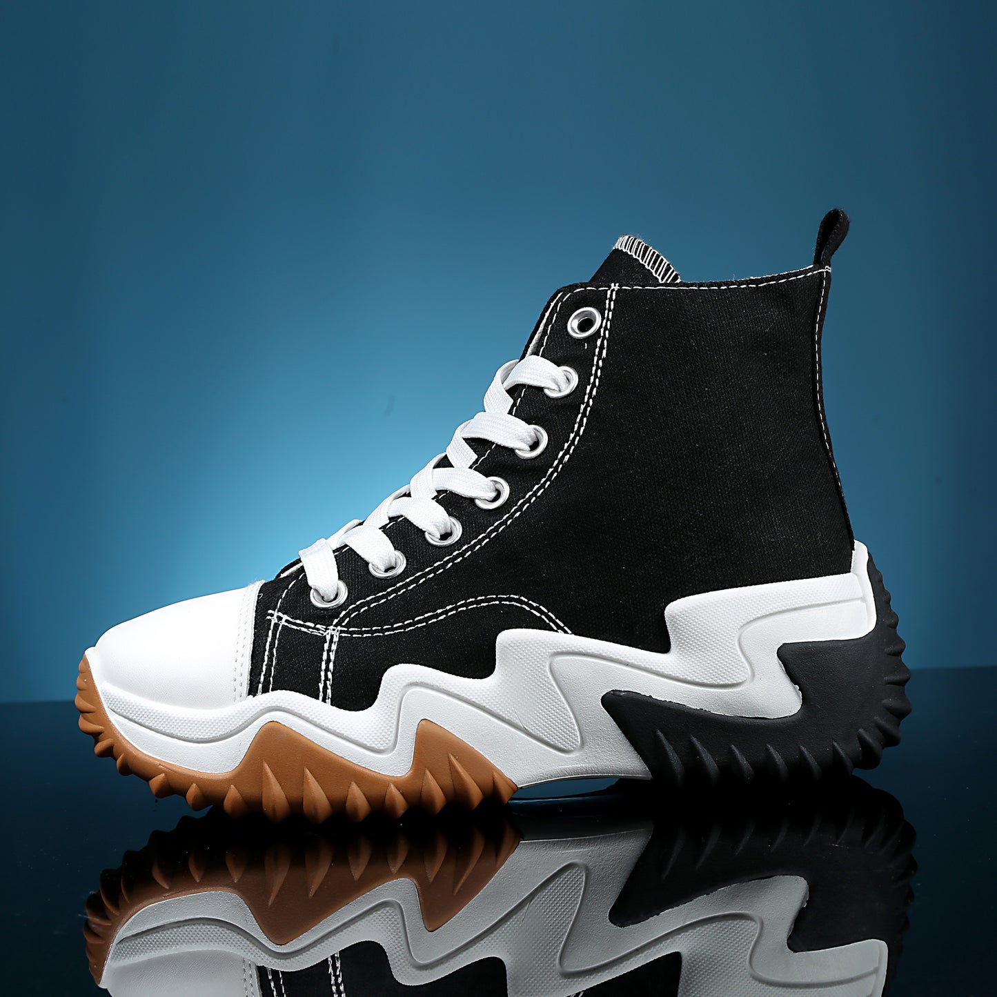 Nexsus Plus Ladies Black High Top Chunky Sole Trainers Size UK 3-8