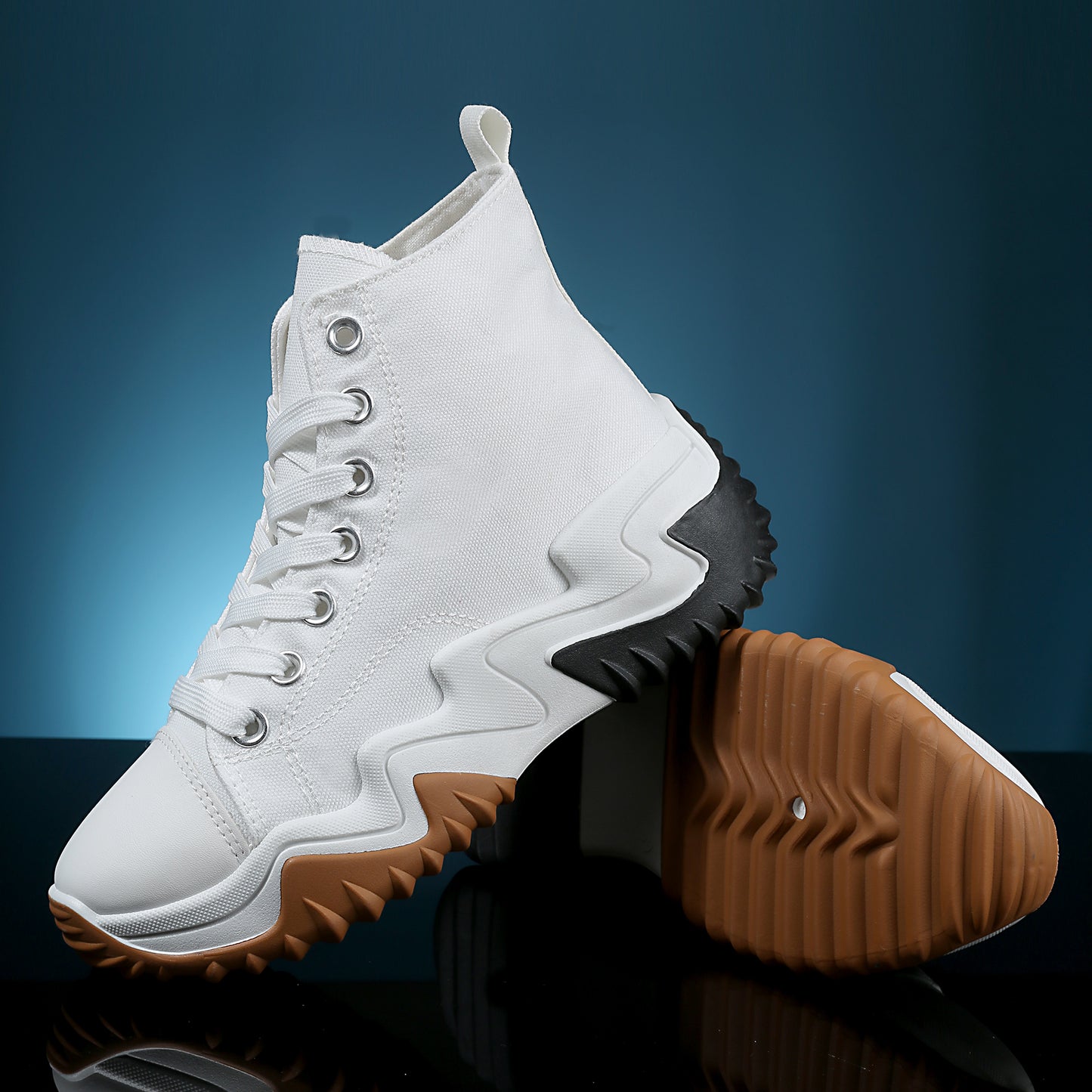 Nexsus Plus Ladies White Chunky Sole High Top Trainers Size UK 3-8