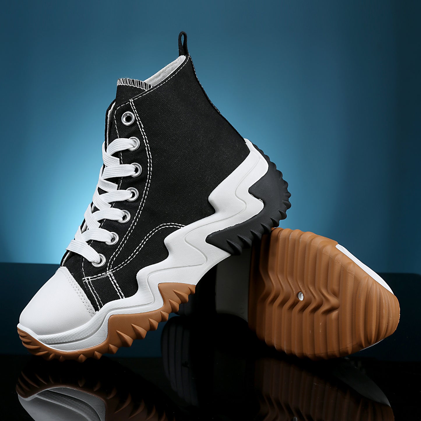Nexsus Plus Ladies Black High Top Chunky Sole Trainers Size UK 3-8