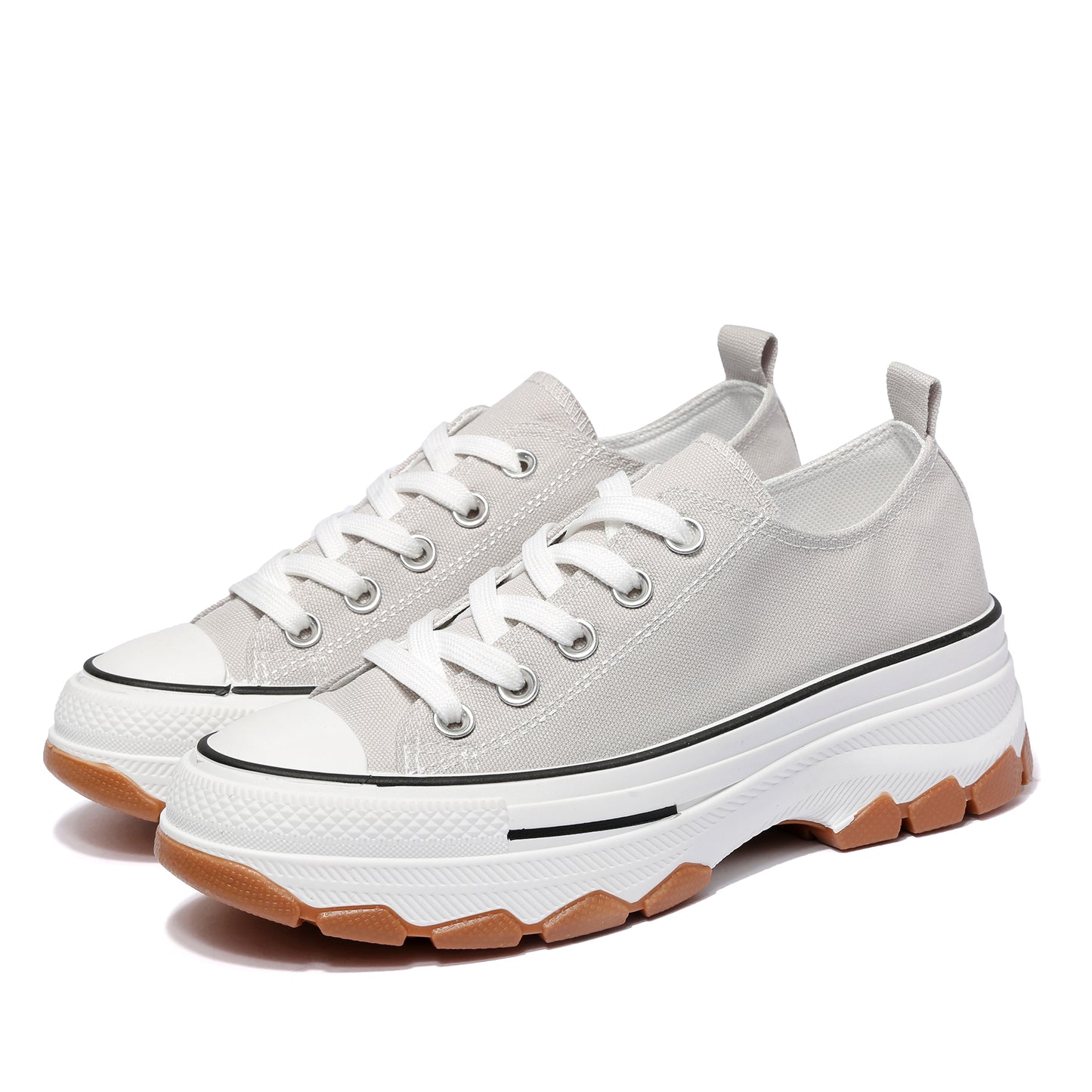 Nexsus Plus Ladies L.Grey Low-Top Canvas Trainers Size Uk 3-8
