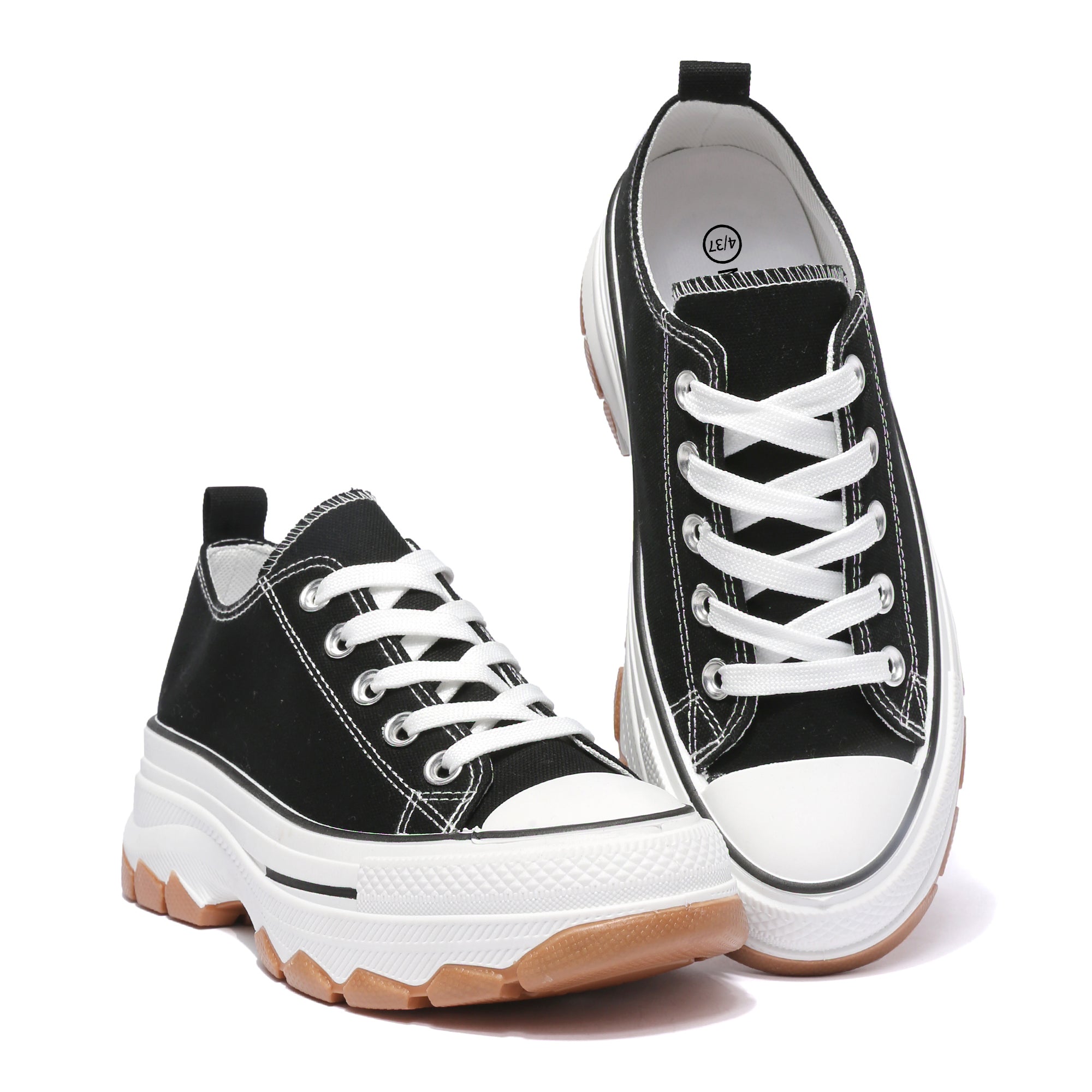 Nexsus Plus Ladies Black Low Top Canvas Trainers Size Uk 3 8