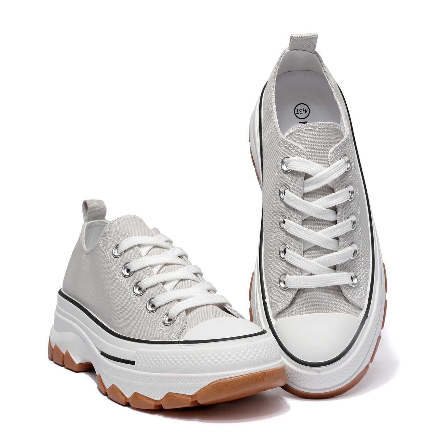 Nexsus Plus Ladies L.Grey Low-Top Canvas Trainers Size Uk 3-8