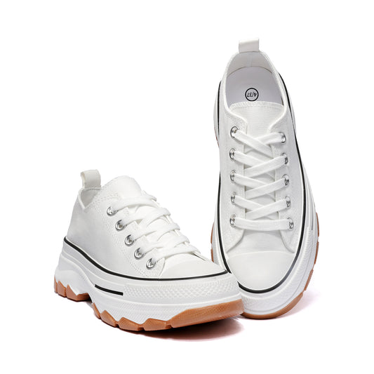 Nexsus Plus Ladies White Low-Top Canvas Trainers Size Uk 3-8