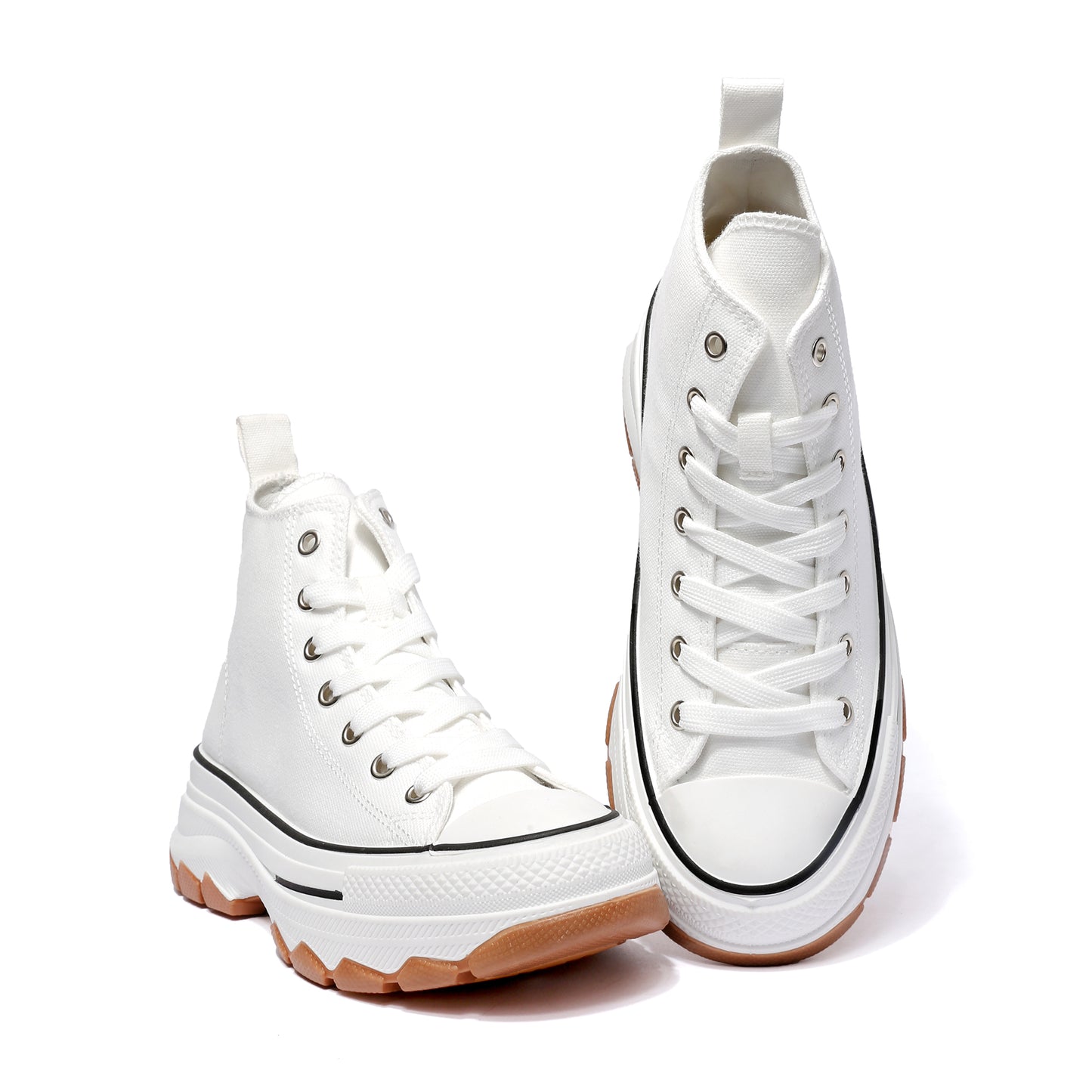 Nexsus Plus Women White Chunky Sole High Top Canvas Trainers Size UK 3-8