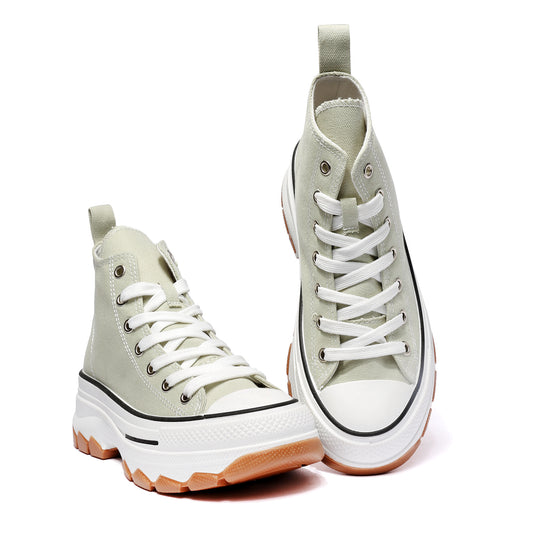 Nexsus Plus Women L.Green  Chunky Sole High Top Canvas Trainers Size UK 3-8