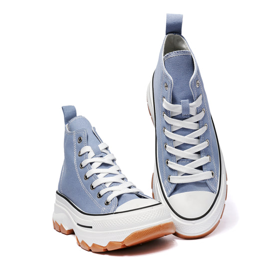 Nexsus Plus Women L.Blue  Chunky Sole High Top Canvas Trainers Size UK 3-8