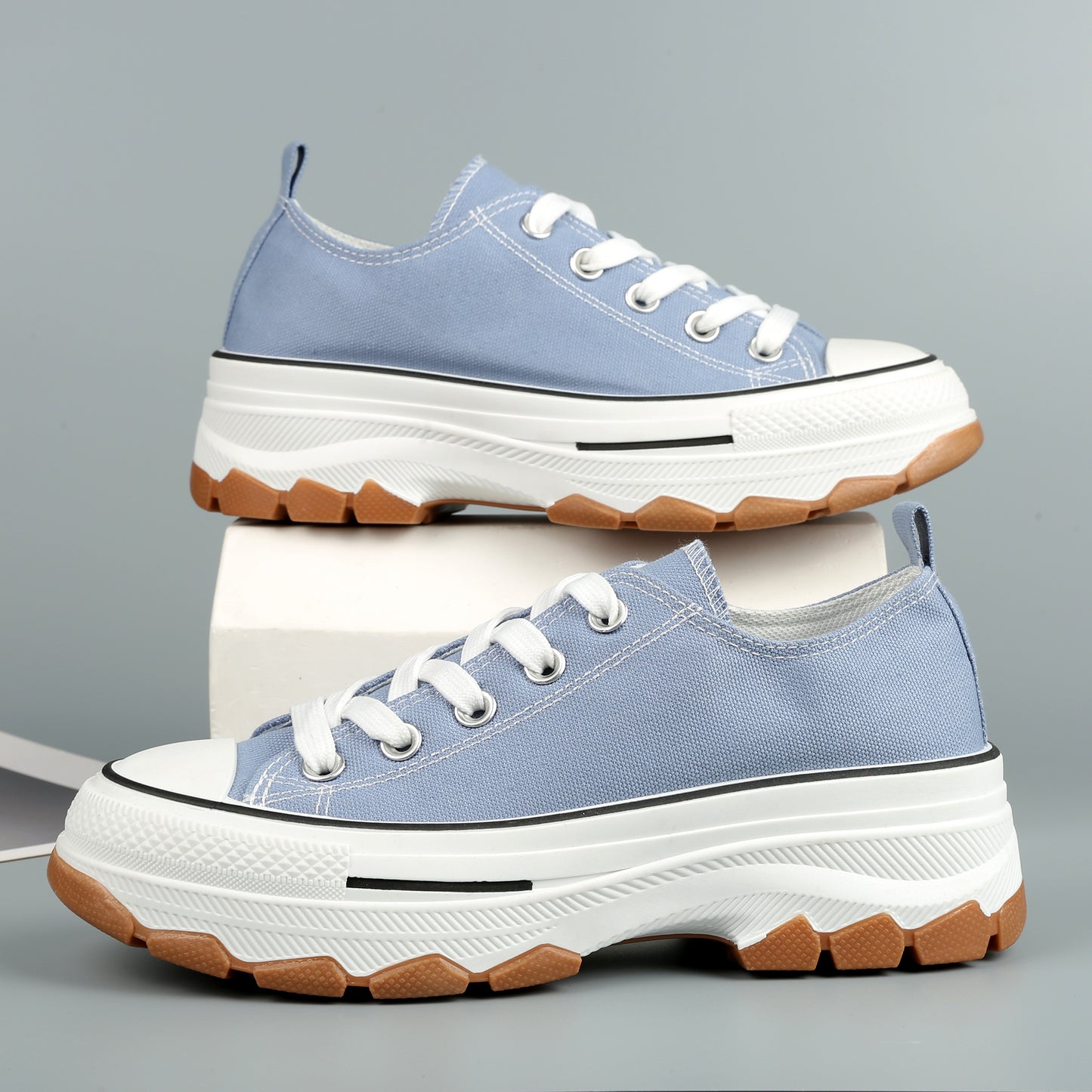 Nexsus Plus Ladies L.Blue Low-Top Canvas Trainers Size Uk 3-8