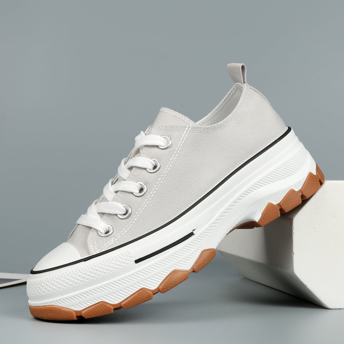 Nexsus Plus Ladies L.Grey Low-Top Canvas Trainers Size Uk 3-8