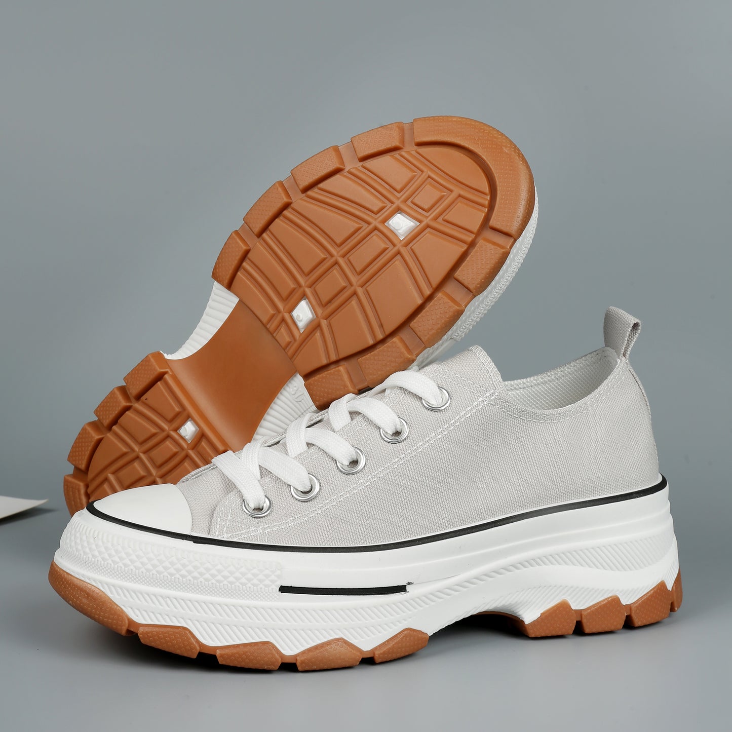 Nexsus Plus Ladies L.Grey Low-Top Canvas Trainers Size Uk 3-8