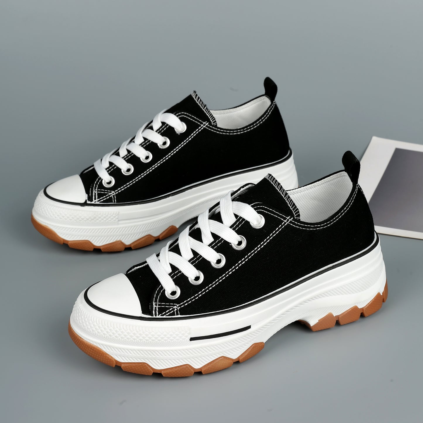 Nexsus Plus Ladies Black Low-Top Canvas Trainers Size Uk 3-8