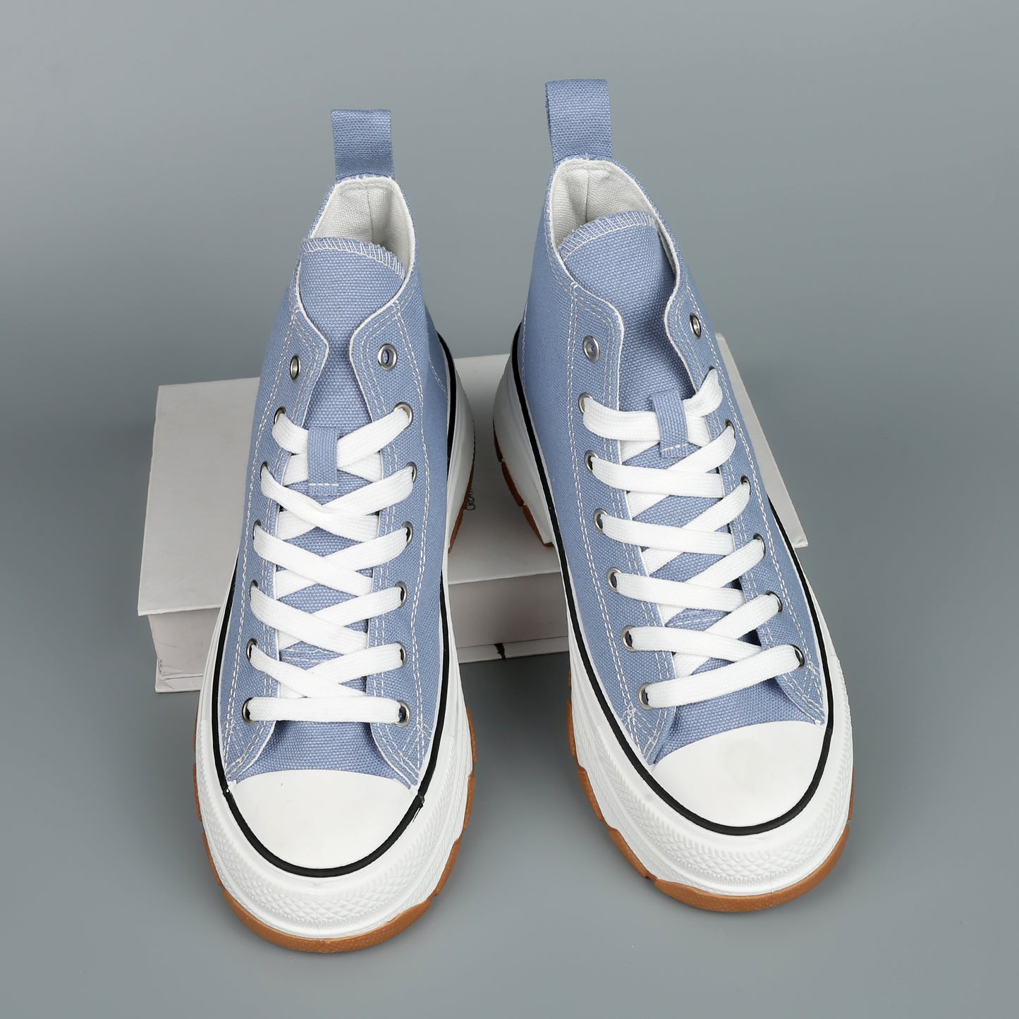 Nexsus Plus Women L.Blue  Chunky Sole High Top Canvas Trainers Size UK 3-8