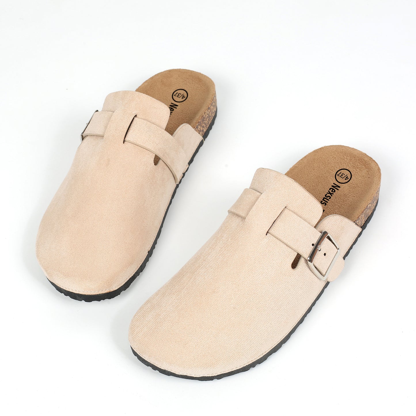 Nexsus Plus Ladies/Womens Faux Suede Buckle Fashion Slip On Indoor OutdoorvMule Clogs Comfy Sliders Size UK 3-8