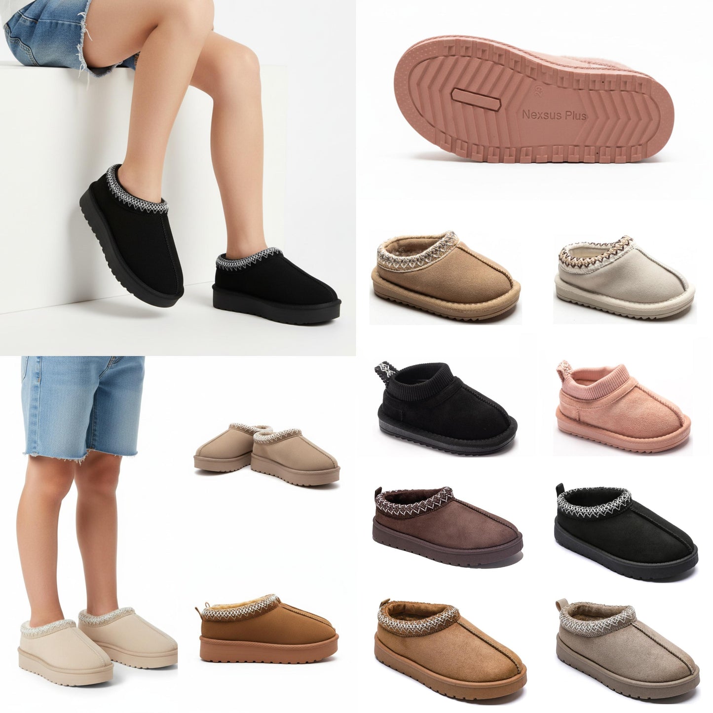 Nexsus Plus Kids Faux Suede Fur-Lined Slipper Boots (UK 7–2.5)