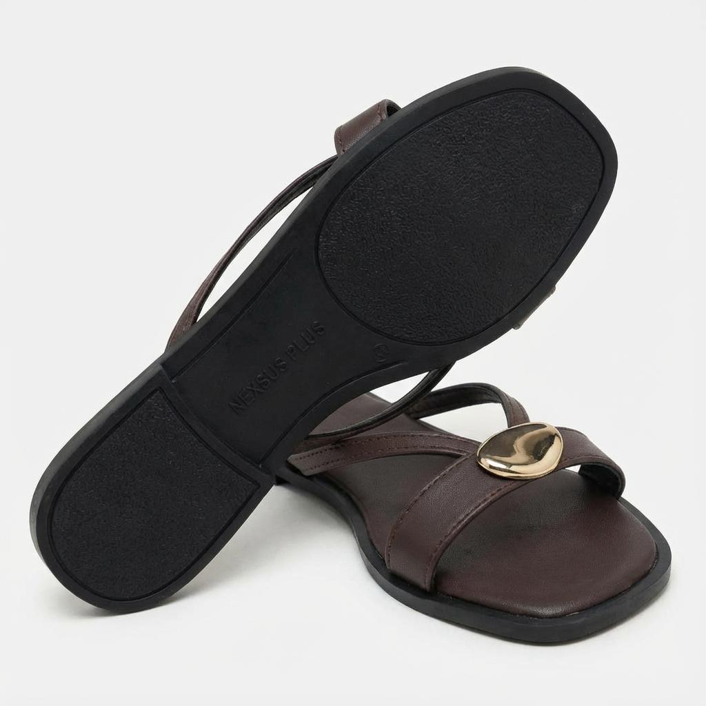 Nexsus Plus Minimal Gold Accent Slide Sandals (UK 3–8)