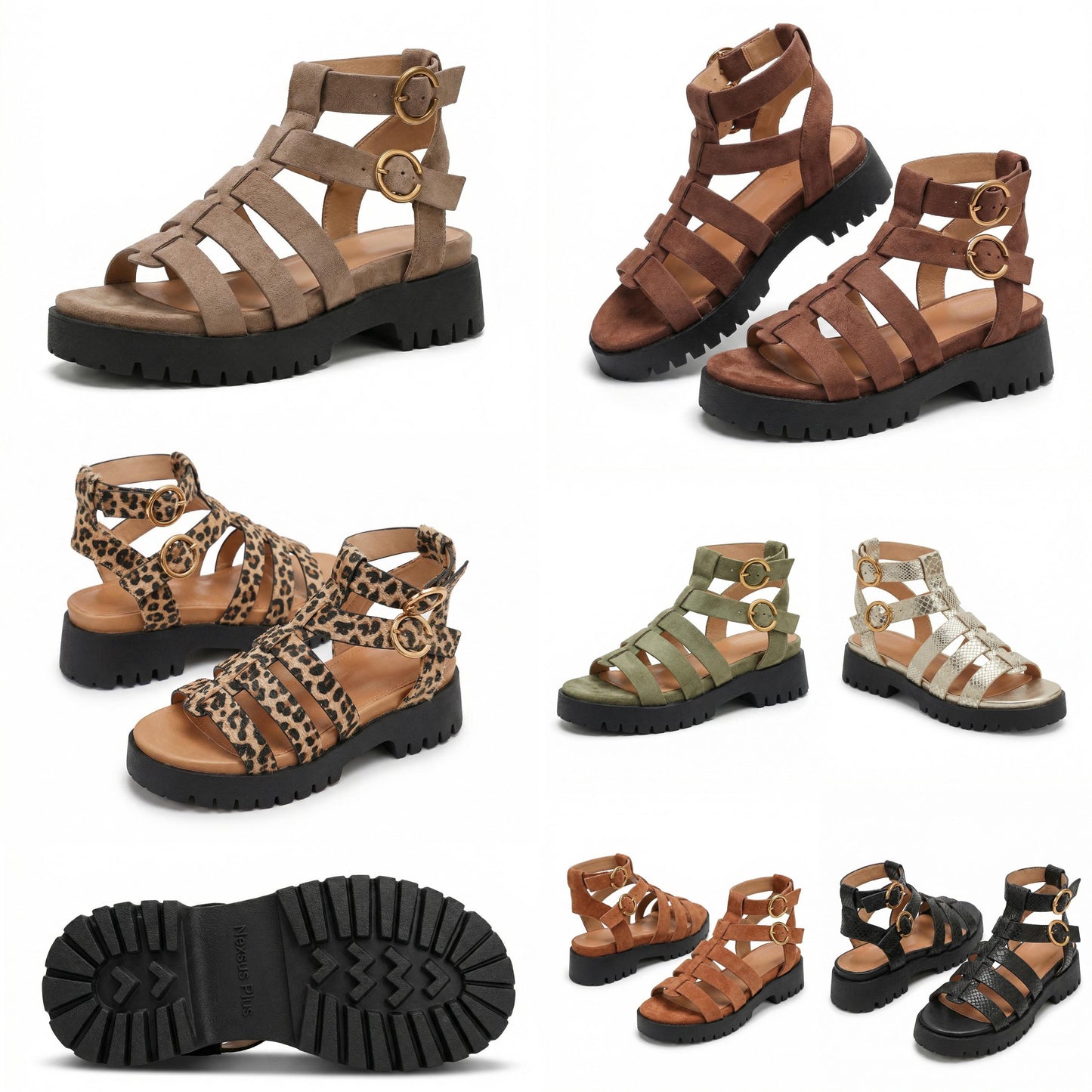 Nexsus Plus Women’s Chunky Slip-On Buckle Sandals (UK 3–8)