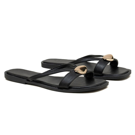 Nexsus Plus Minimal Gold Accent Slide Sandals (UK 3–8)